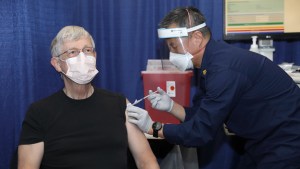 Man receiving vaccine shot